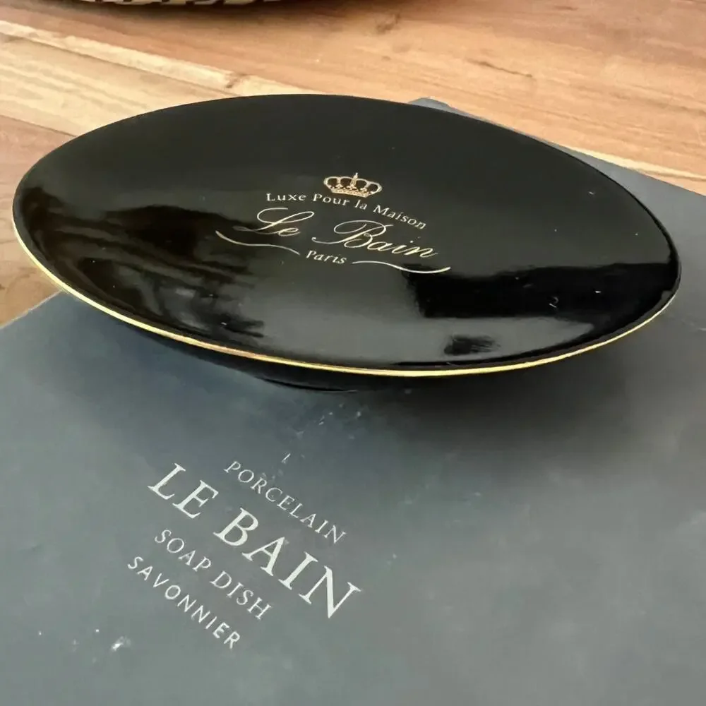New set of 2 bathroom black porcelain soap dish Toothbrush Holder   